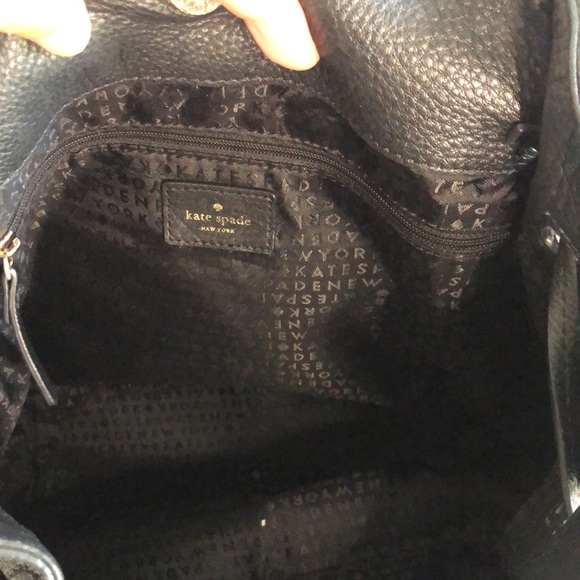 KATE SPADE New York Black Leather Backpack Purse Gold Hardware Logo Classic - Picture 7 of 16